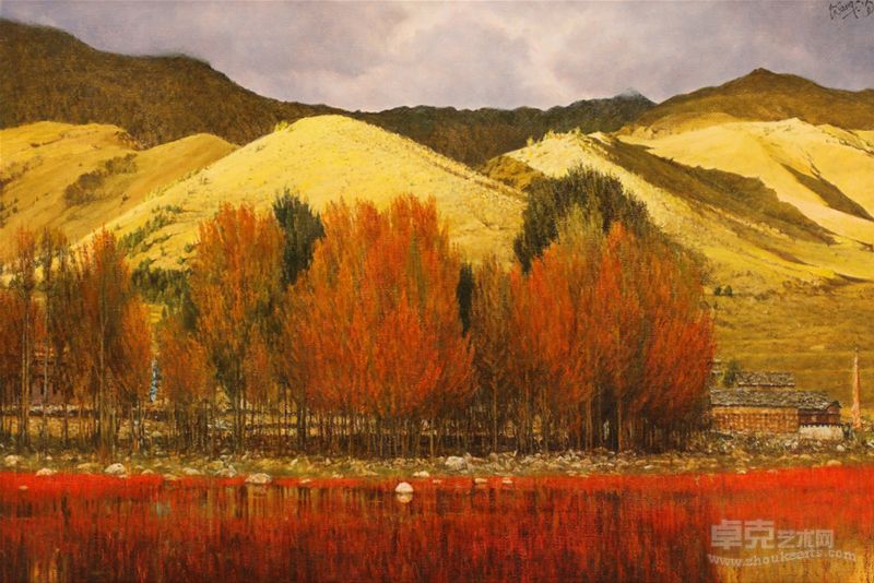 横断山脉下的金秋2007布上油画82x124cm