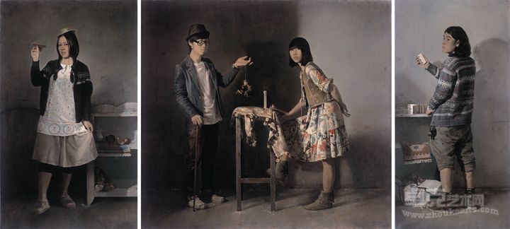 《在无言中静静等待来自远方的歌》   220cmX100  布面油画  2009年 谢郴安