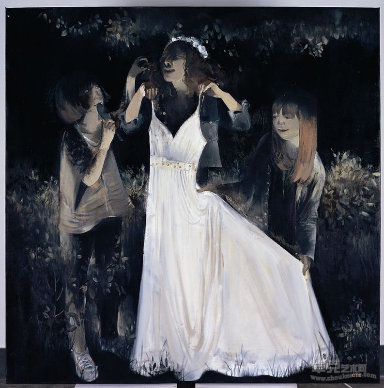 《试妆》 150X150 布面油画 2012年 陈镜子
