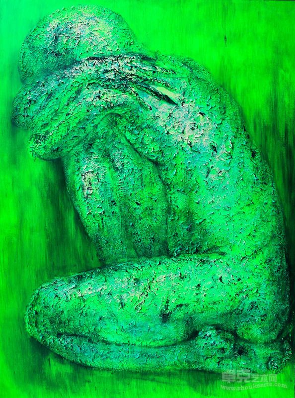 作品名称  自己拥抱自己        作品尺寸 200X150X7CM  作品材质 塑形膏 丙烯 创作年代 2012