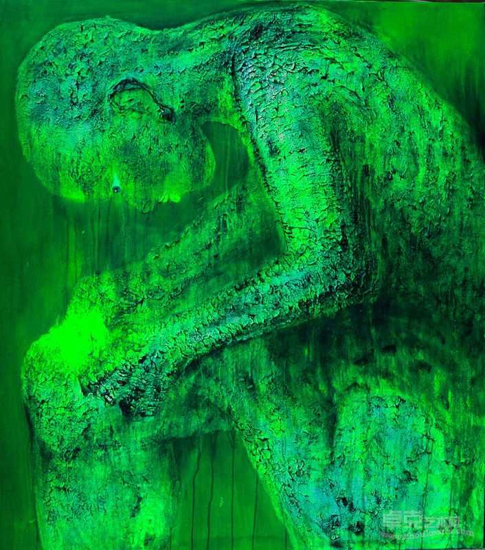 作品名称  玩手机的男孩        作品尺寸 180X150X7CM 创作年代 2011