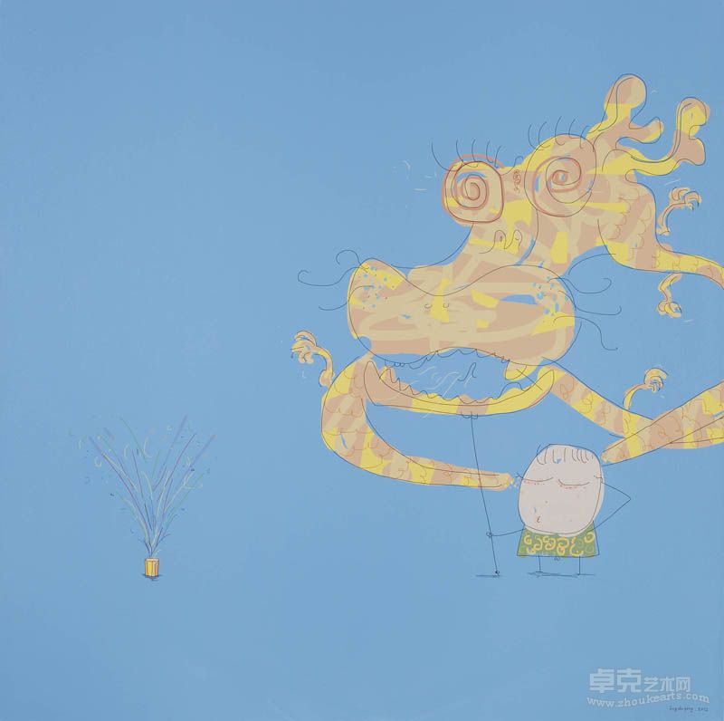 荊智勇 舞龍 150x150cm 壓克力 2012