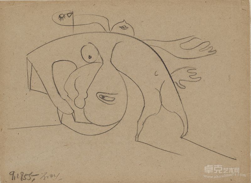 霍剛，意象6，鉛筆素描， 19.3x26.4cm 1955年
