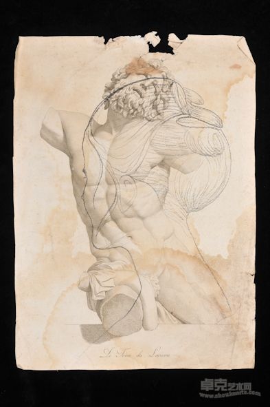 素描系列6，铅笔、炭笔、古老纸张， 55x45 cm, 2011 年