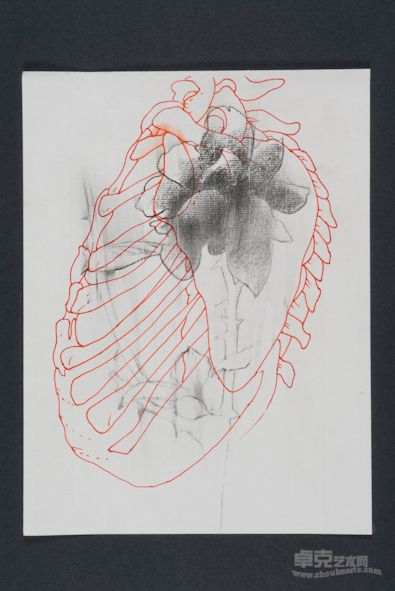 夜宴系列3， 铅笔、彩色铅笔、纸张，31.8x 23.8 cm，2007 年