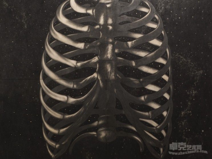 呼吸，铅笔、丹配拉画法、木板，400x 400 cm， 2008 年