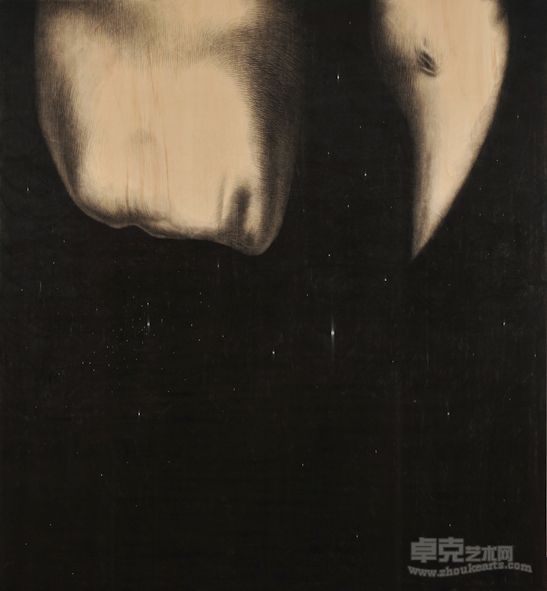 1牙齿，铅笔、木板， 200x200 cm