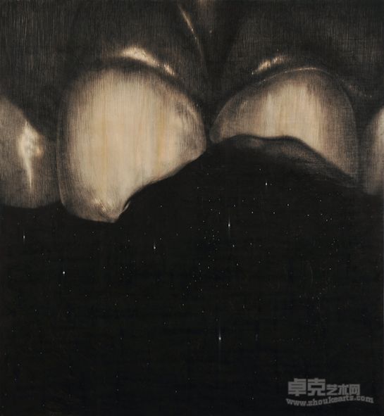 3牙齿，铅笔、木板， 200x200 cm