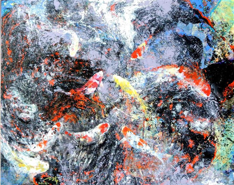 鱼舞曲 Dancing Fishes 综合材料  85 x 65cm 2012