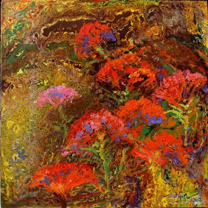 鸡冠花 Cockcomb Flower 综合材料 50 x 50cm  2012