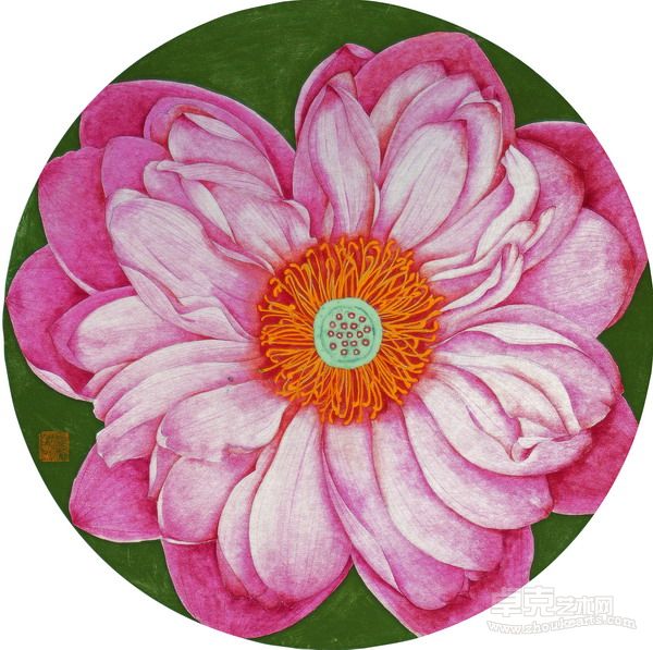 《少  妇》卡纸·天然矿物色 直径50cm