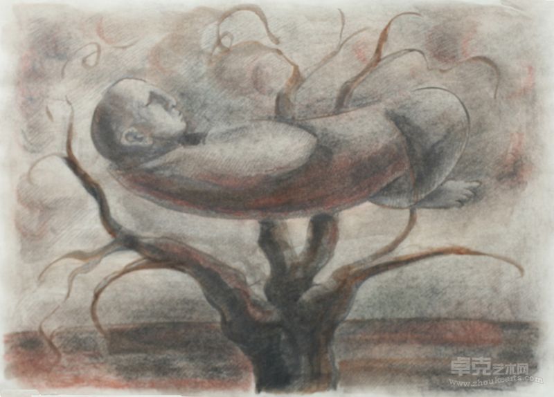 1 如此重，如此轻（1）纸本铅笔油画棒 19.5×27