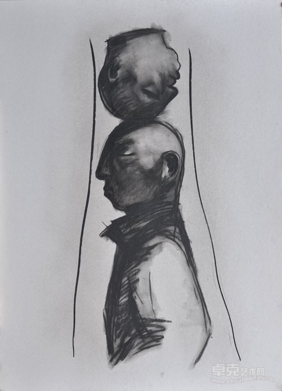 25 思想的瞬间  纸本炭笔 110×80cm