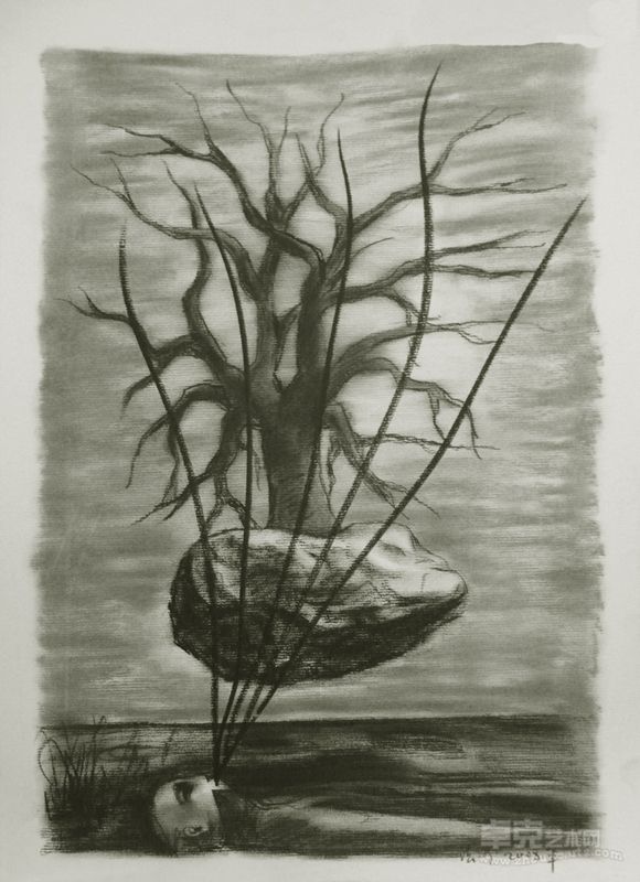 3 此刻的过去时光 纸本炭笔 34×48cm