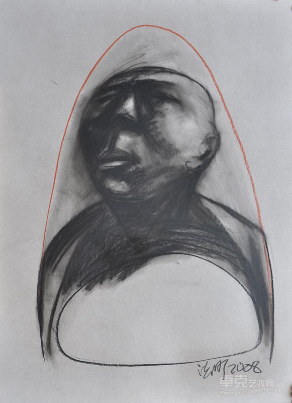 31 如卵石  纸本炭笔 110×80cm