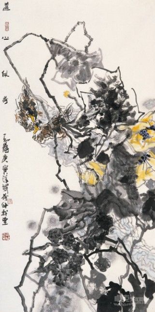 道心似荷（纸本水墨）138X68cm
