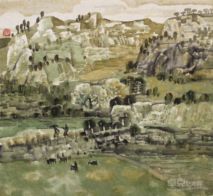 阮国新《山水二》66x66cm