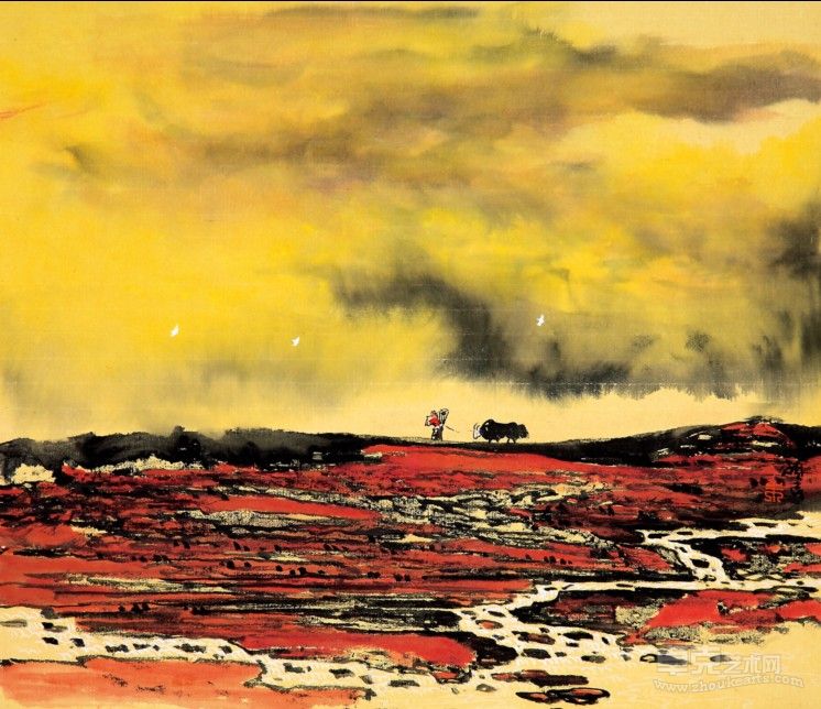 《归途》，中国画，48×45cm，2001年