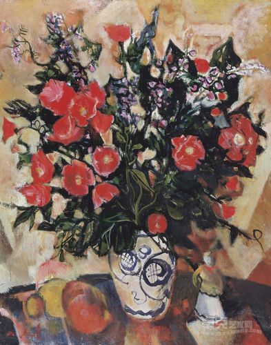梅尔尼科夫Milnikov瓶花Flowers88X70cm布面油画Oil on Canvas1975