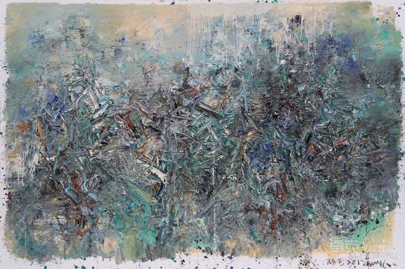 王易罡  2012年《青绿系列作品2012'10号》300cmx200cm，布面油彩，王易罡