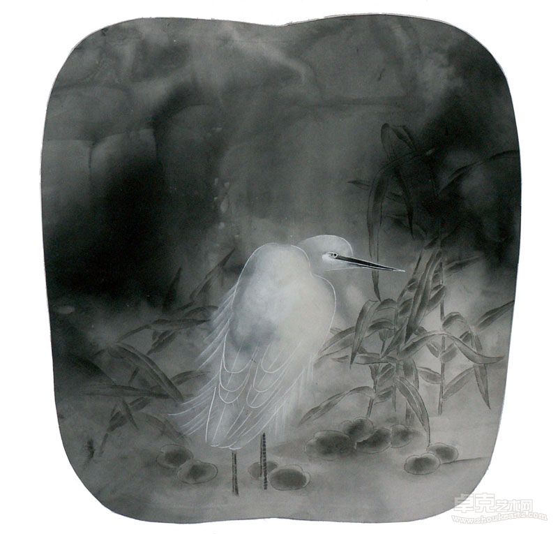 独立寒秋 50x50cm 纸本水墨  2005.