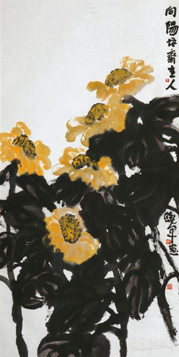 《向阳》李晓军 纸本设色136x68cm 2012年
