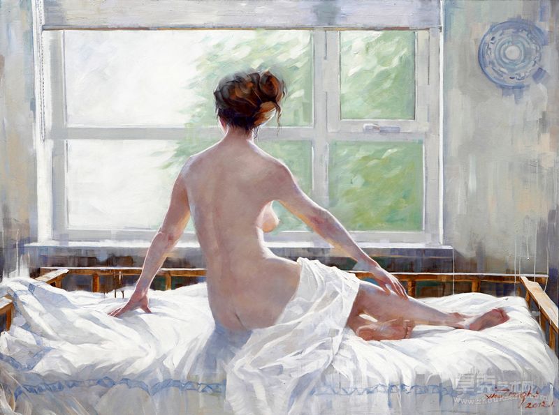 李小争油画《窗前的女人》（150-200厘米，2012）