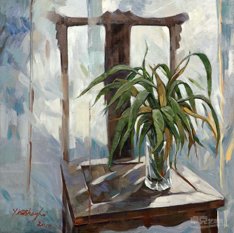 李小争油画《叶的语境》（80-80厘米，2010)