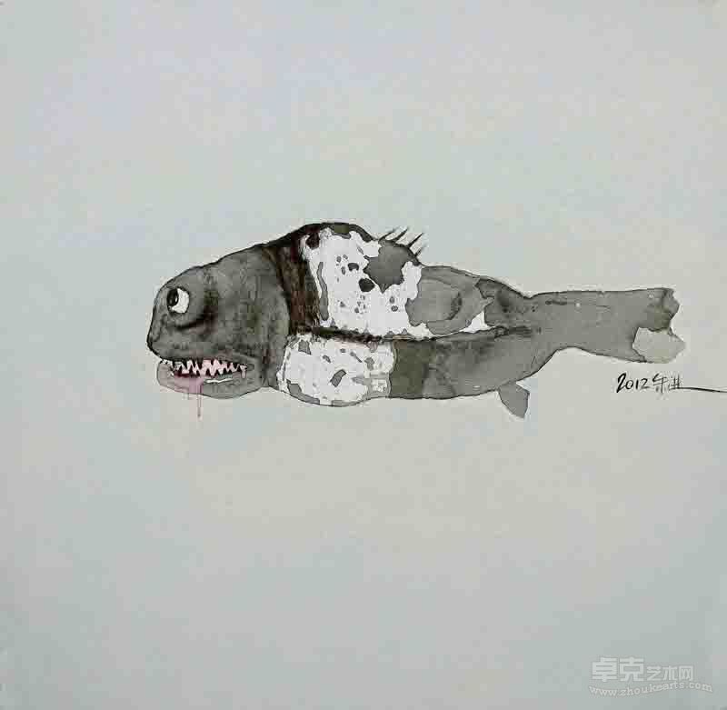 鱼12.2。100x100cm2012年