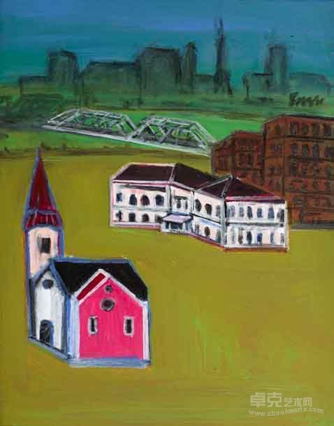 郑在东聂耳同校 48×38cm 布面油画 2010