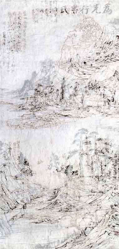 王天德No12-MH120 257×117cm 宣纸、皮纸、墨、焰 2012