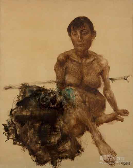 周春芽裸女与石头 100×80cm 布面油画 1995