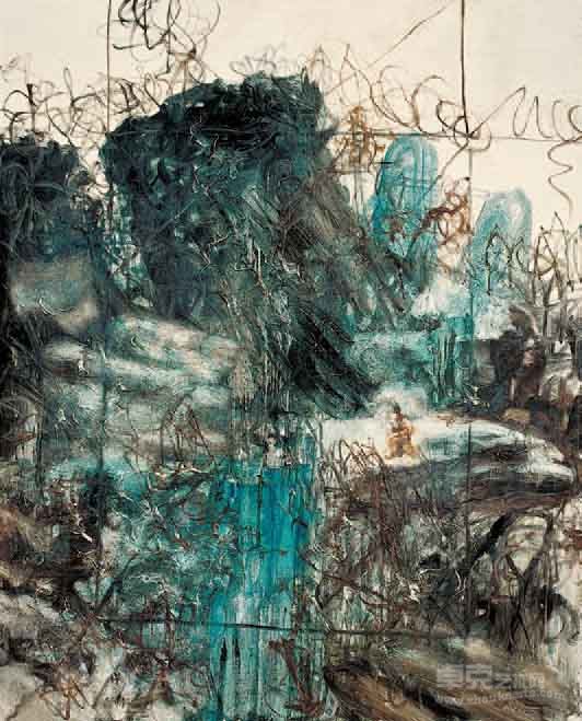 周春芽山中孤人 100×80cm 布面油画 2000