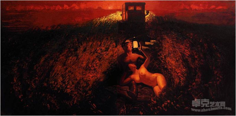 油灯的记忆 沃土 180X360 布面油画 2008年