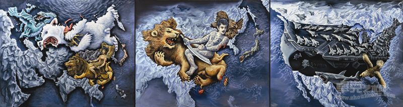 王斐爱可拯救这个世界 486×130cm 布面丙烯 Acrylic on Canvas  2010