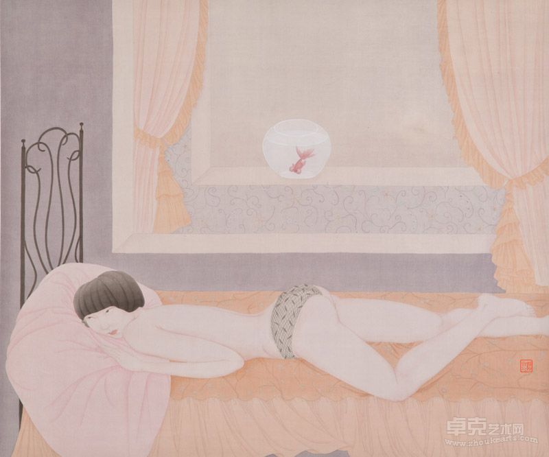 刘派 玻璃缸之二 绢本 73cm×60cm