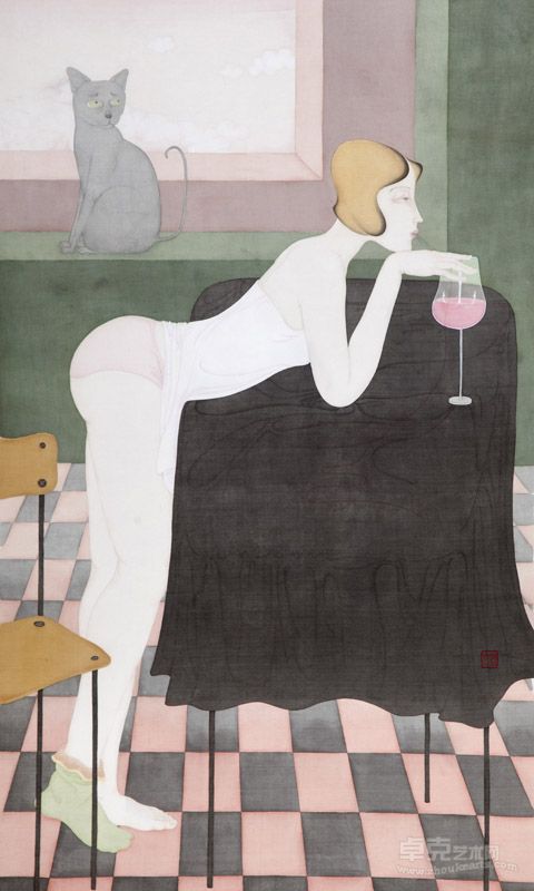 刘派 昼夜之二 绢本  95cm×70cm