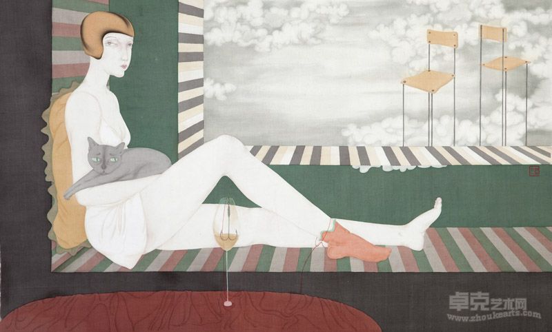 刘派 昼夜之三 绢本 95cm×70cm