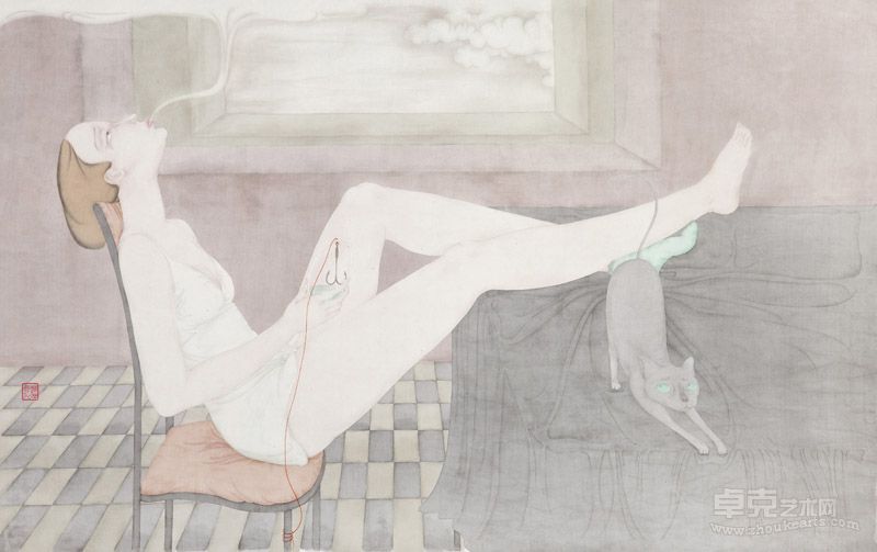刘派 昼夜之四  绢本 95cm×70cm