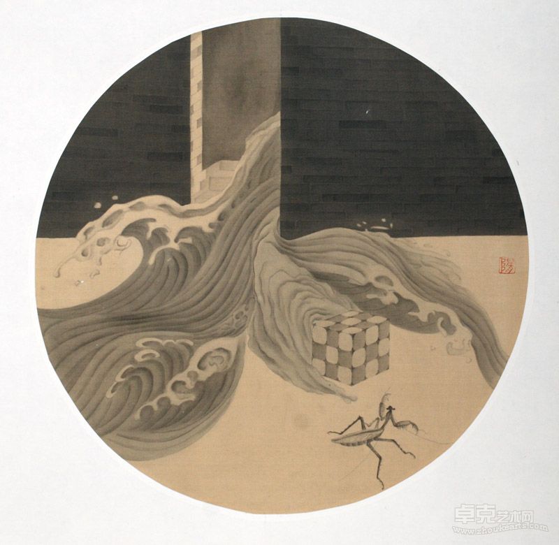 隋金池《惜某某》系列作品  绢本  30cm×30cm  2012年 系列之五
