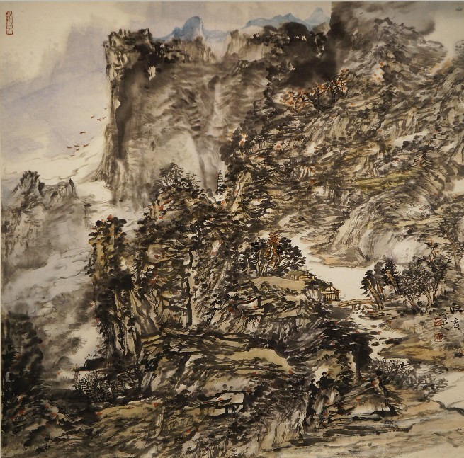 阮宾《山水之一》 68x68cm  纸本水墨