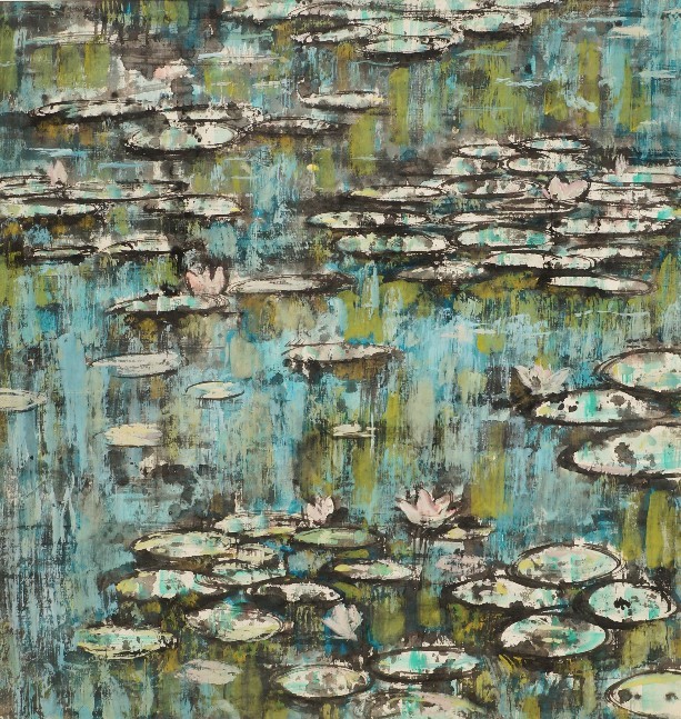 周潜《莫奈的睡莲》 73x70cm 纸本综合材料