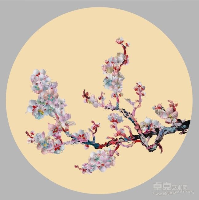 段舜婕《圆—杏花图》 80cmx80cm 影像图片 2011年