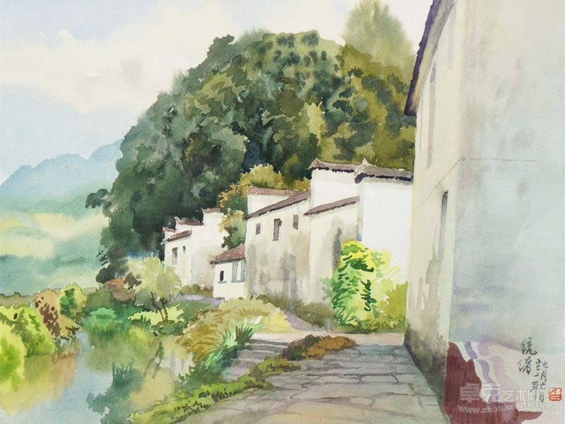 王统绪《婺源小景之一》 55x40cm 纸本水彩