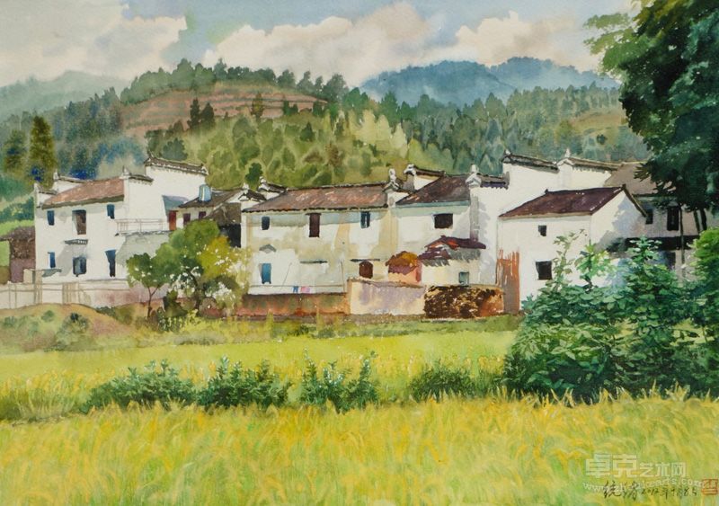 王统绪《婺源小景之二》  55x40cm 纸本水彩