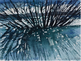 周菲《水中树》 15x20cm 纸本水彩