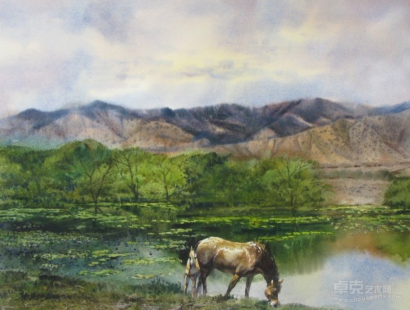 韩鄂生《在一起》 63x52cm 水彩  2011年作