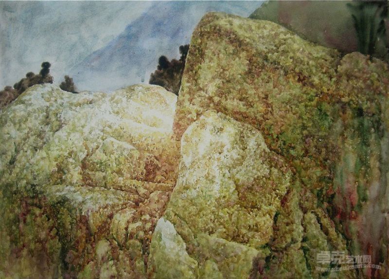 袁诚《山魂》55x40cm 纸本水彩