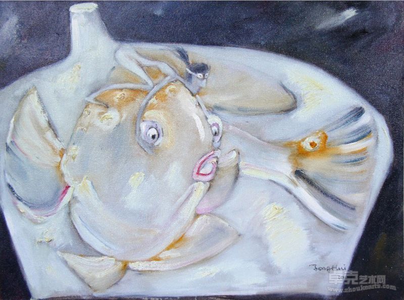 曾慧《梨花鱼1》 65X80cm 布面油画 2009年