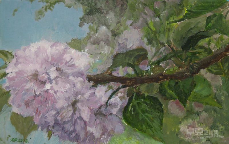 郑迁《花卉册页一》 29x19cm 纸本丙烯  2012